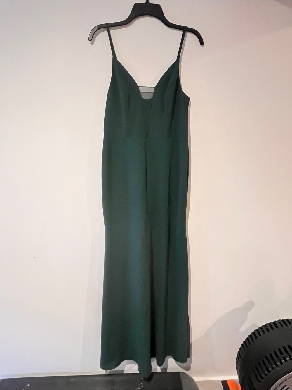 DB Studio Davids Bridal Emerald Green Plunge Illusion Maxi Gown